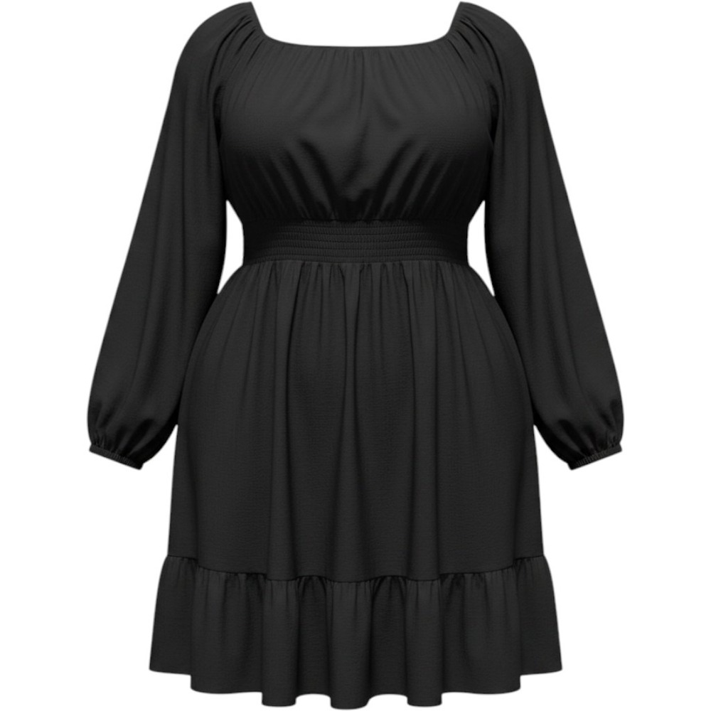 $30 NWT 3XL long sleeve‎ dress black solid HESPERUS RAYON SQUARE NECK